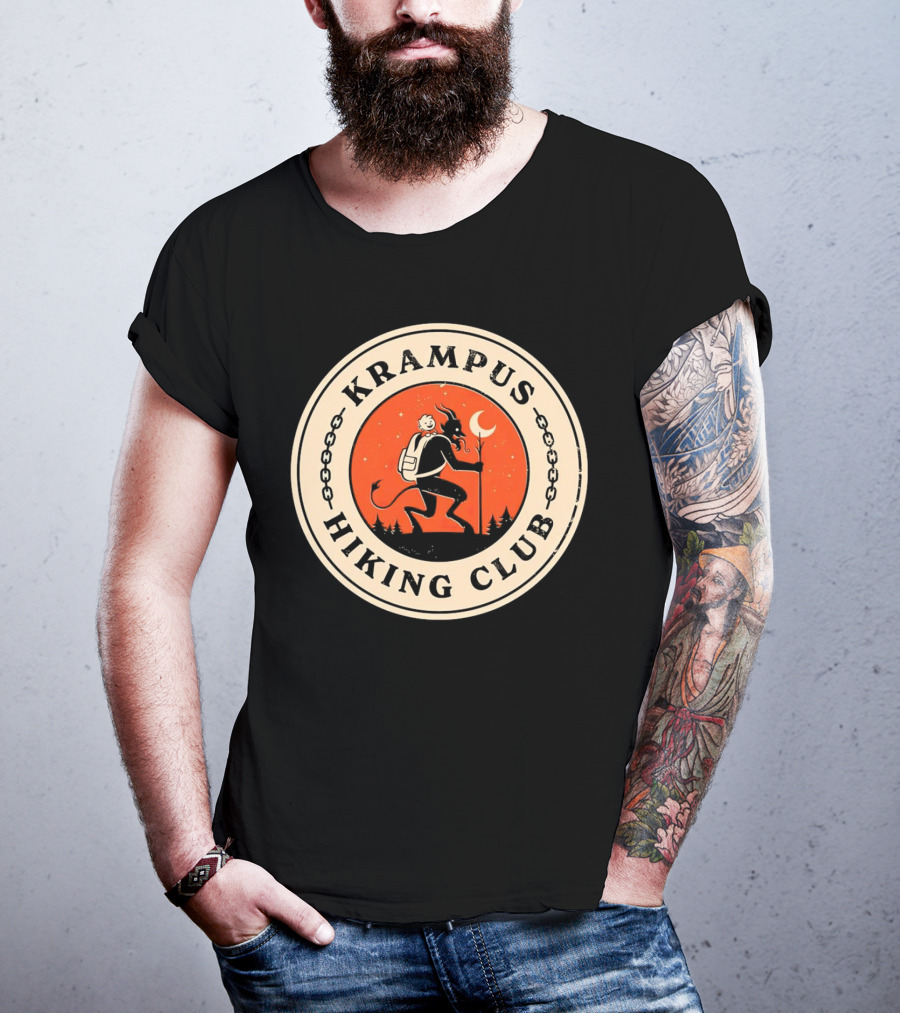 Krampus Hiking Club Moonlit Forest Adventure T-Shirt
