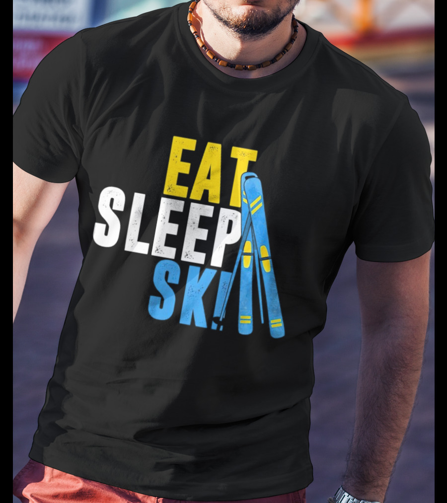 Eat Sleep Ski Skiing Ski Poles T-Shirt
