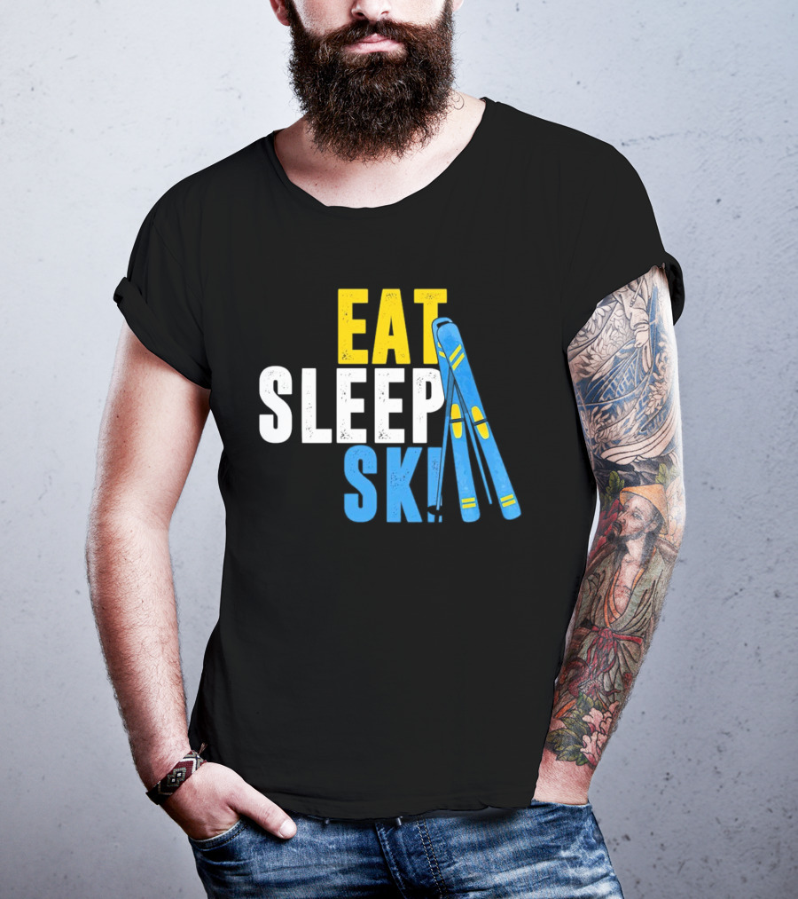 Eat Sleep Ski Skiing Ski Poles T-Shirt