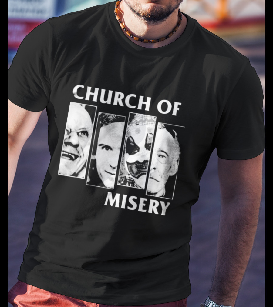 Church Of Misery Serial Killer Portraits Quad Collage T-Shirt