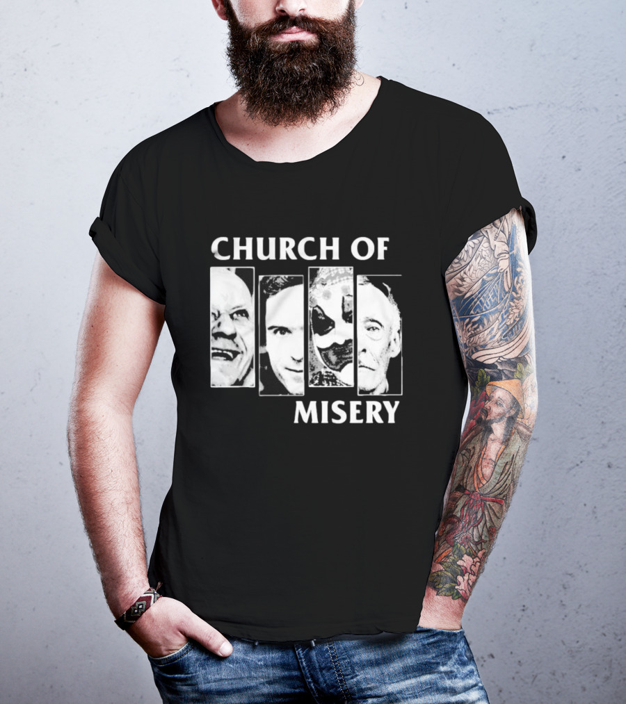 Church Of Misery Serial Killer Portraits Quad Collage T-Shirt
