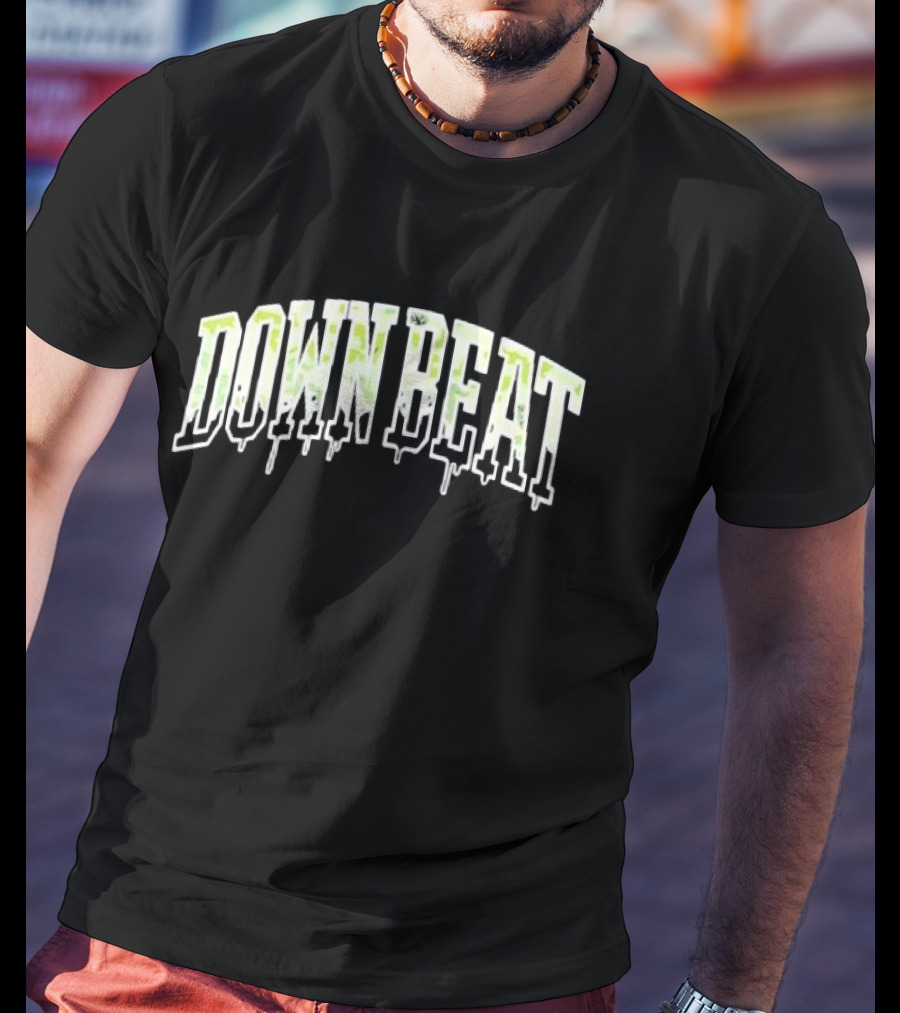 Downbeat Camo Varsity Drip Text T-Shirt