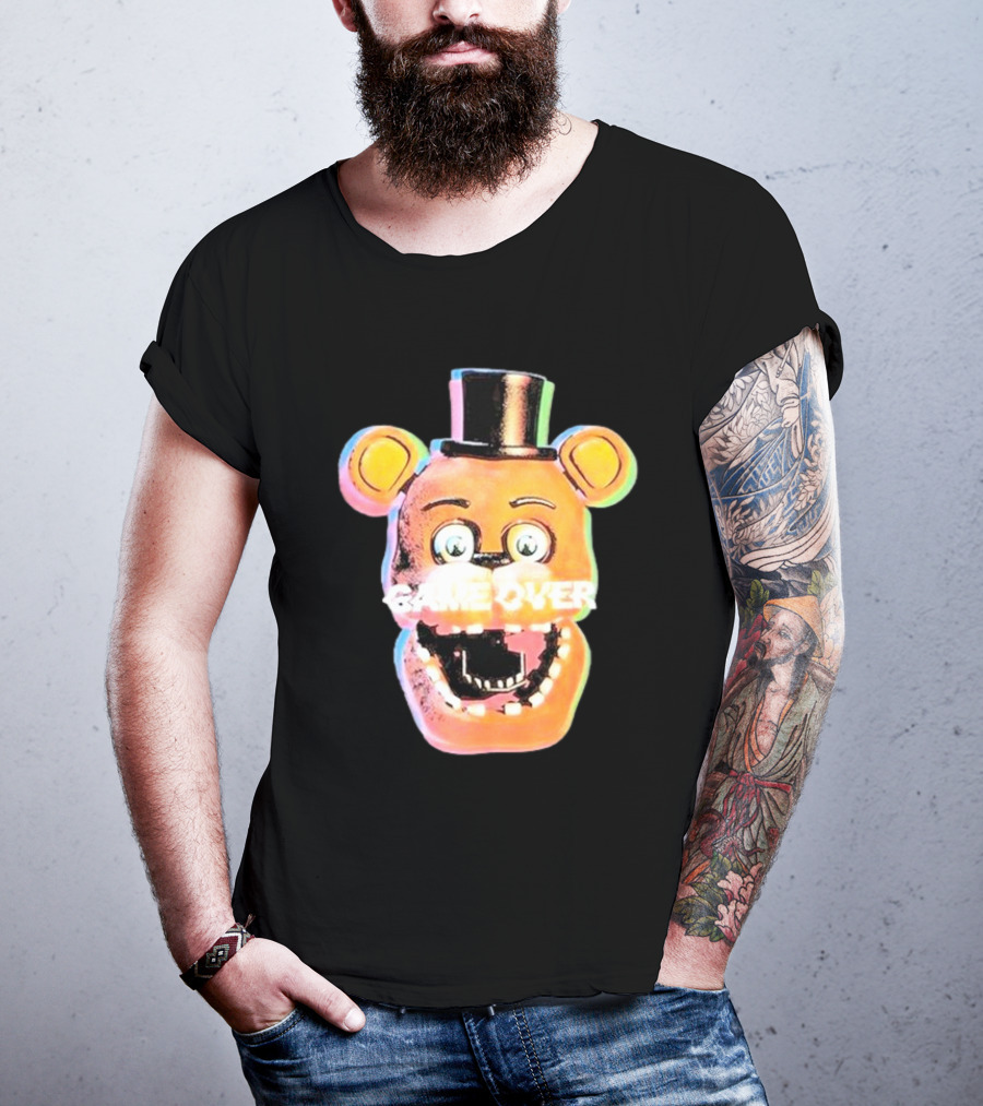 Five Nights At Freddy’s Game Over Text Freddy Head With Hat T-Shirt