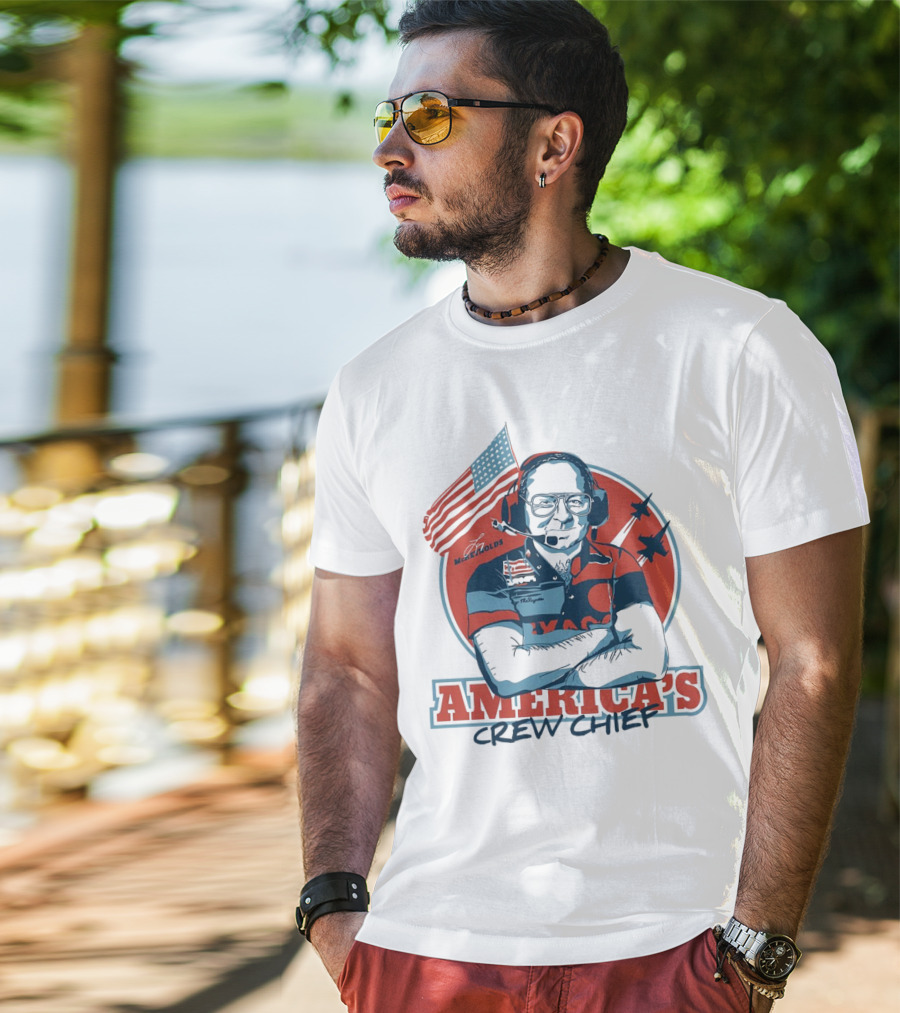 Larry McReynolds America's Crew Chief Patriotic Racing Tribute With Flag And Fighter Jets T-Shirt