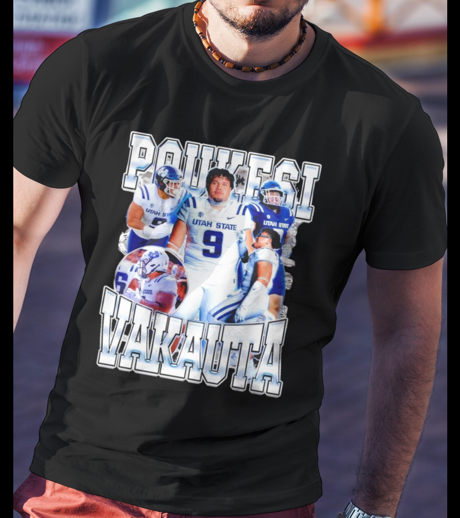 Poukesi Vakauta Utah State Aggies Football Player Number 9 T-Shirt