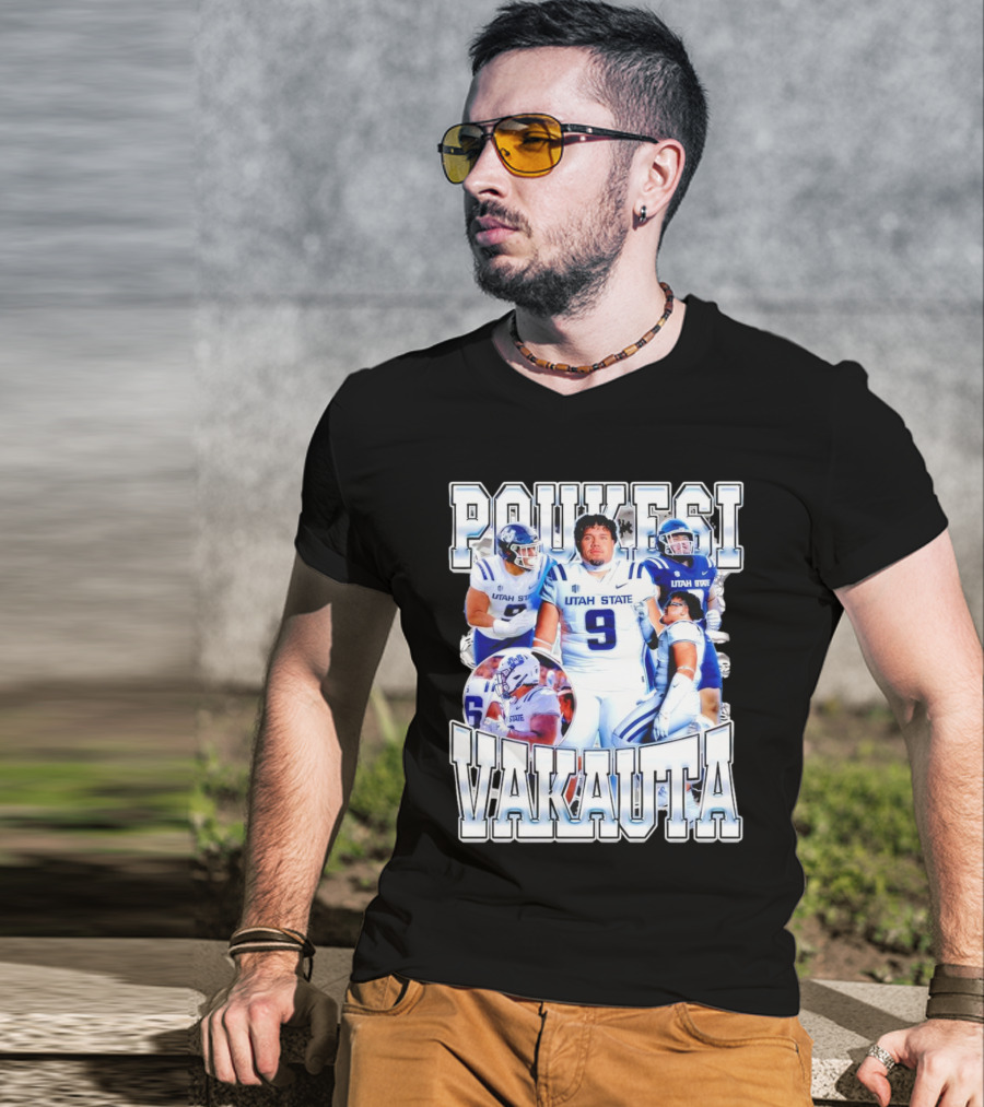 Poukesi Vakauta Utah State Aggies Football Player Number 9 T-Shirt