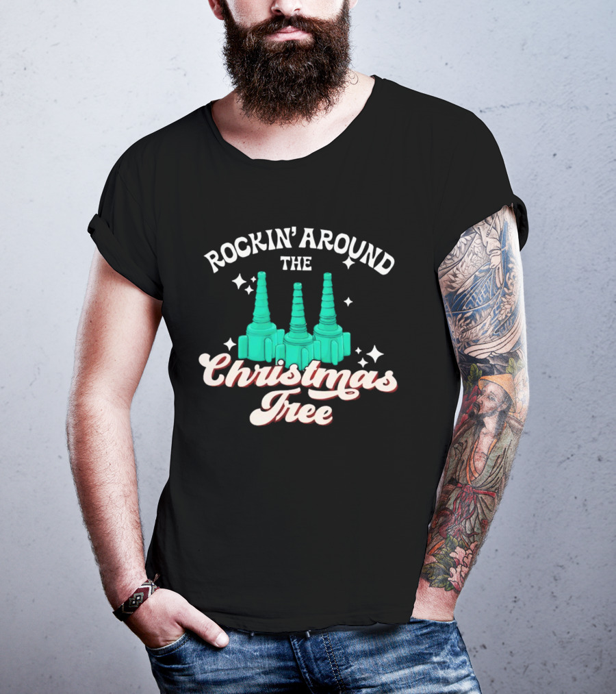 Rockin’ Around The Christmas Tree With Stylized Turquoise Towers T-Shirt