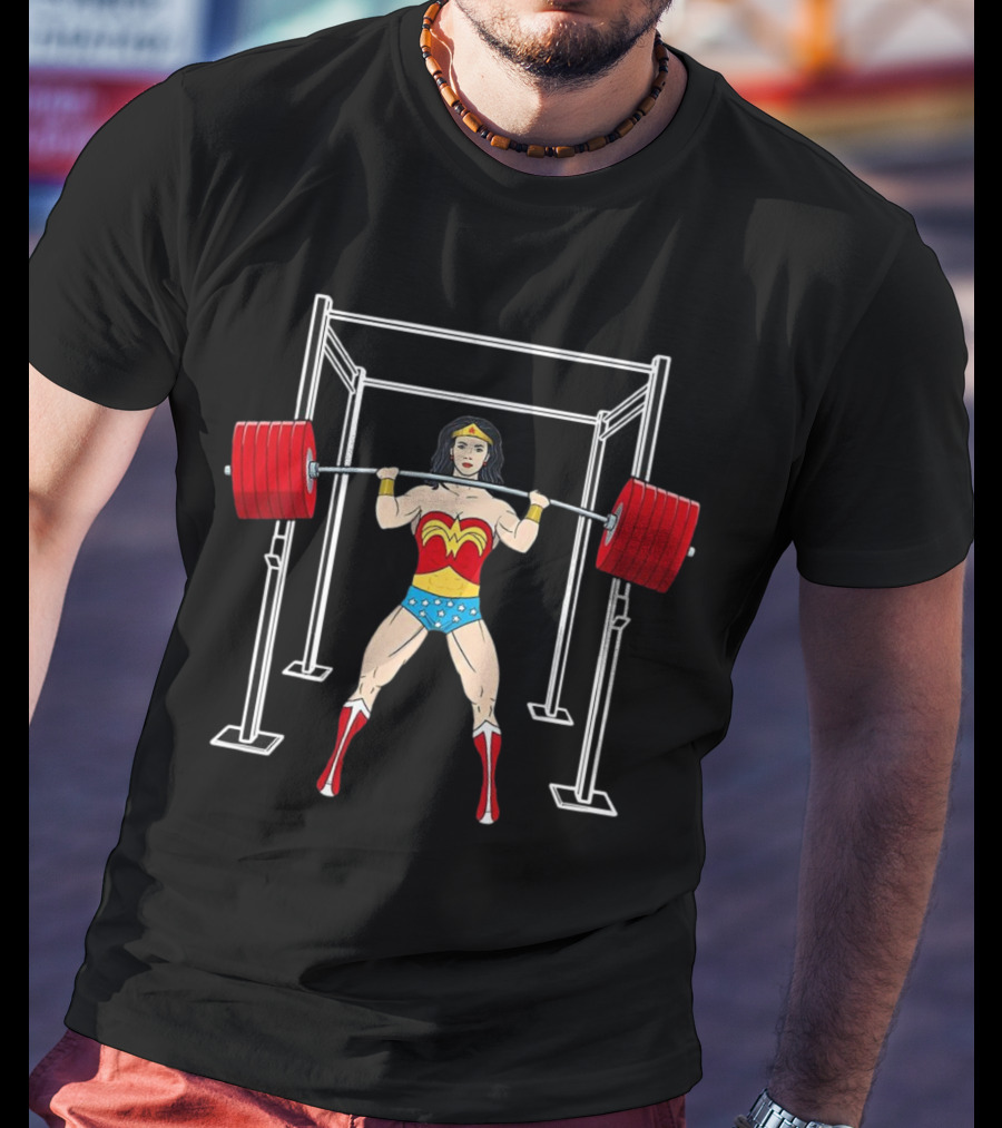 Wonder Woman Lifting Weights Gym Workout T-Shirt