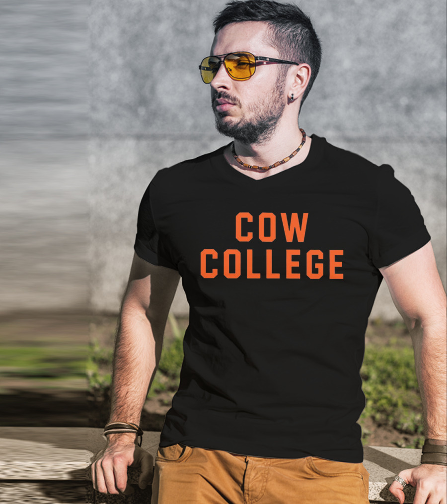 Cow College Bold Orange Text T-Shirt