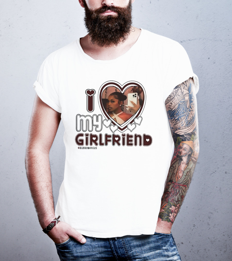 I Love My Girlfriend Heart Photo Bubblydingus T-Shirt