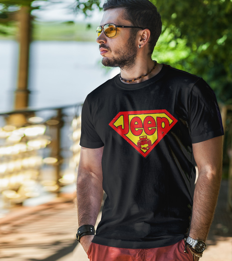 Jeep Super Red Yellow Emblem Superman Style 4x4 Off-Road T-Shirt