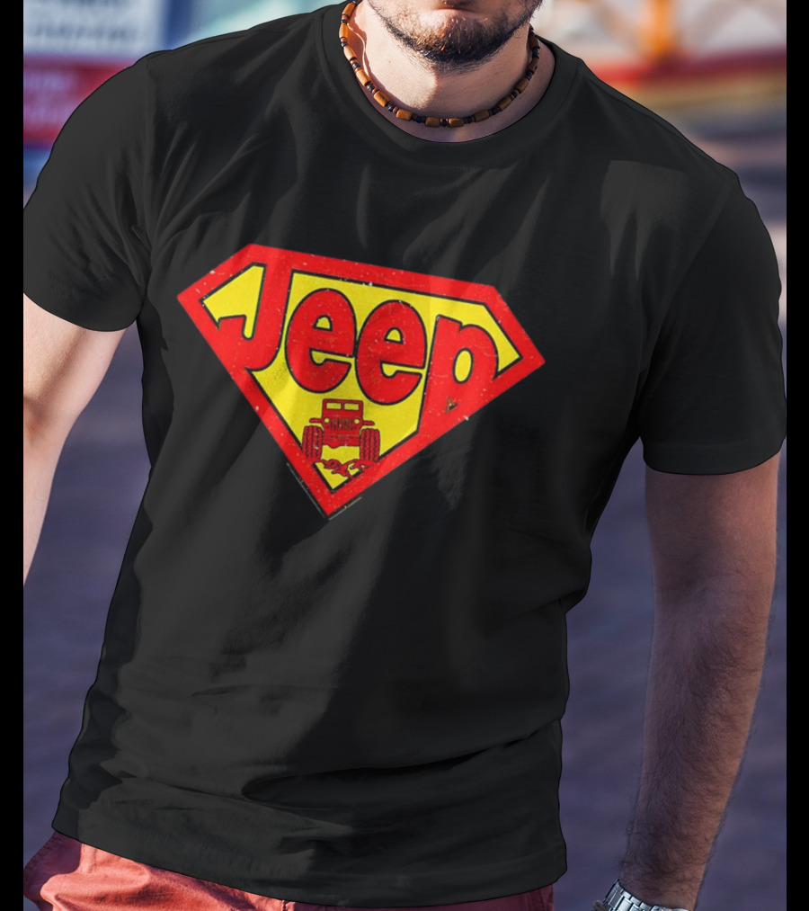 Jeep Super Red Yellow Emblem Superman Style 4x4 Off-Road T-Shirt