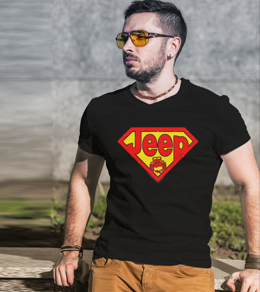 Jeep Super Red Yellow Emblem Superman Style 4x4 Off-Road T-Shirt
