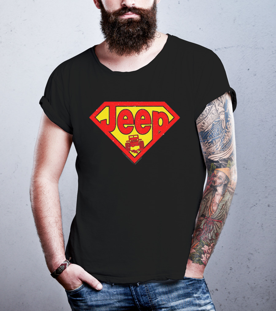 Jeep Super Red Yellow Emblem Superman Style 4x4 Off-Road T-Shirt