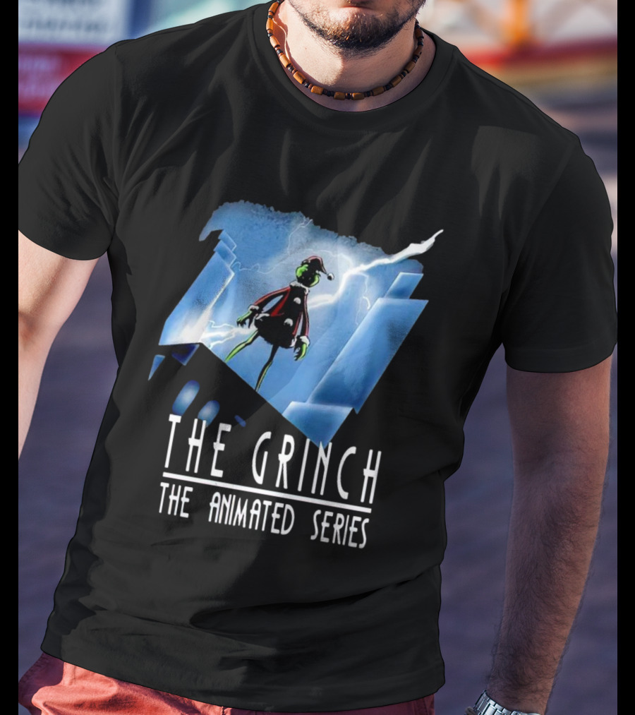 The Grinch Striking Pose Under Lightning In The Animated Series T-Shirt