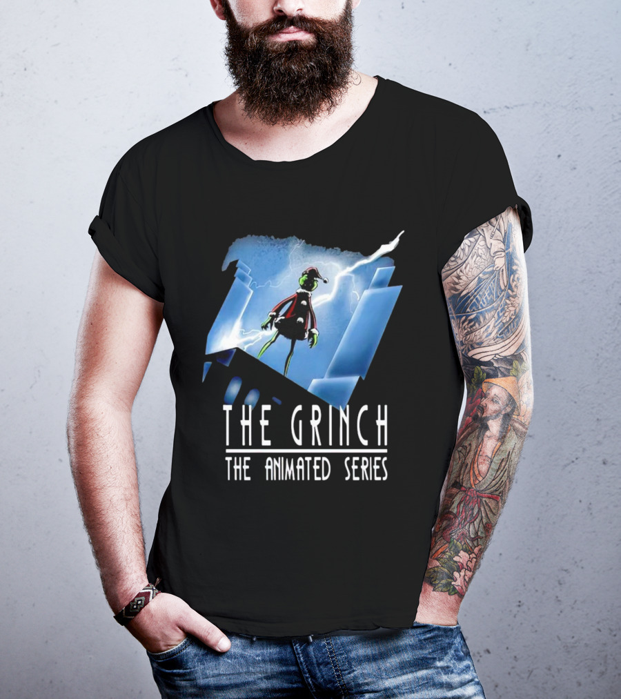 The Grinch Striking Pose Under Lightning In The Animated Series T-Shirt
