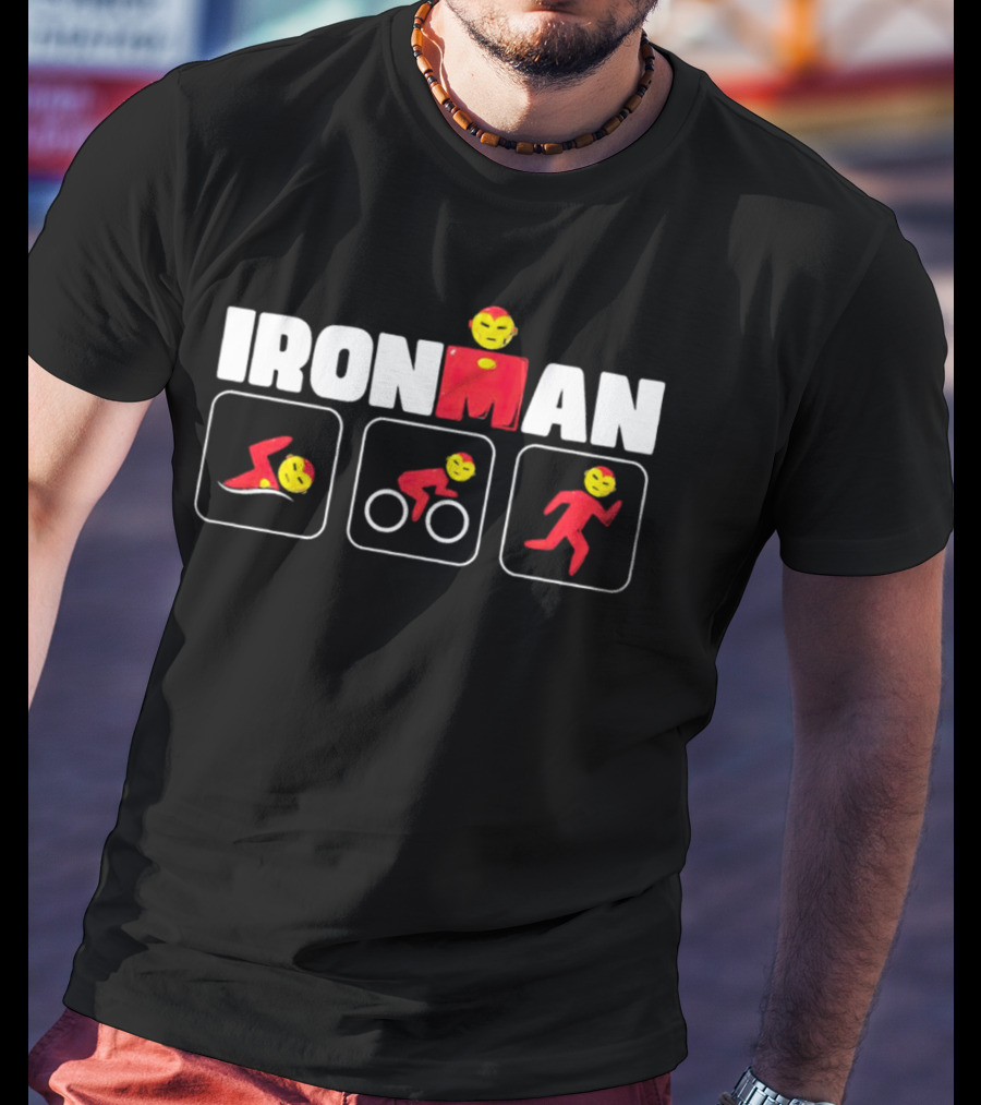 IRON MAN Triathlon Swim Bike Run Emoji Icons T-Shirt