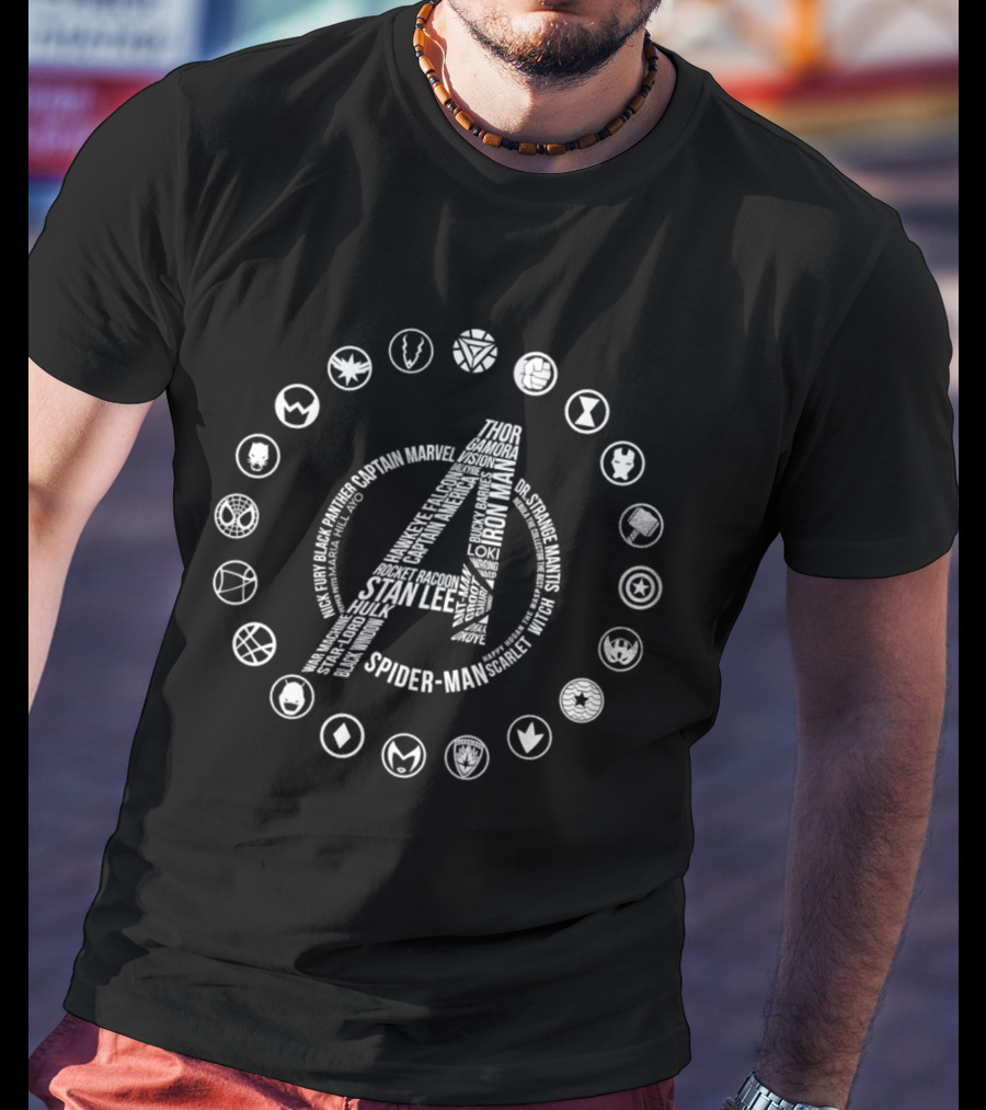 Avengers Iron Man Spider-Man Captain Marvel Stan Lee Thor Hulk Black Widow Captain America Doctor Strange Guardians Of The Galaxy Villains T-Shirt