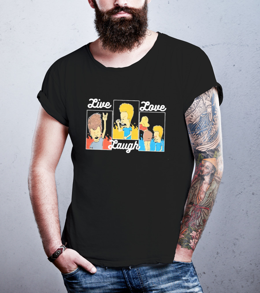 Live Laugh Love Beavis And Butt-Head Rock Band Comedy T-Shirt