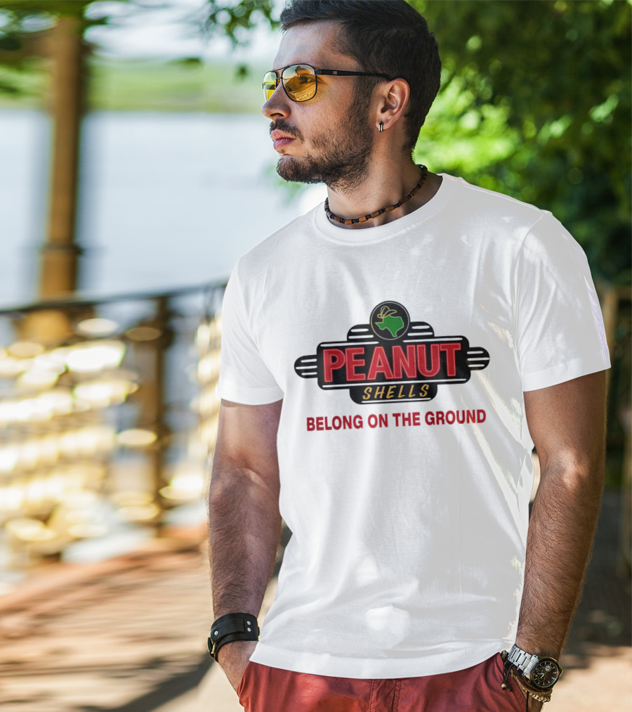 Peanut Shells Belong On The Ground With Dinosaur T-Shirt