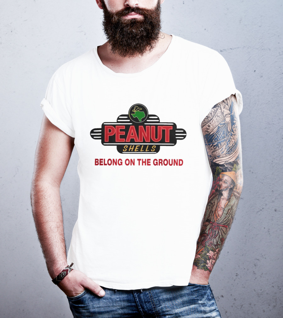 Peanut Shells Belong On The Ground With Dinosaur T-Shirt