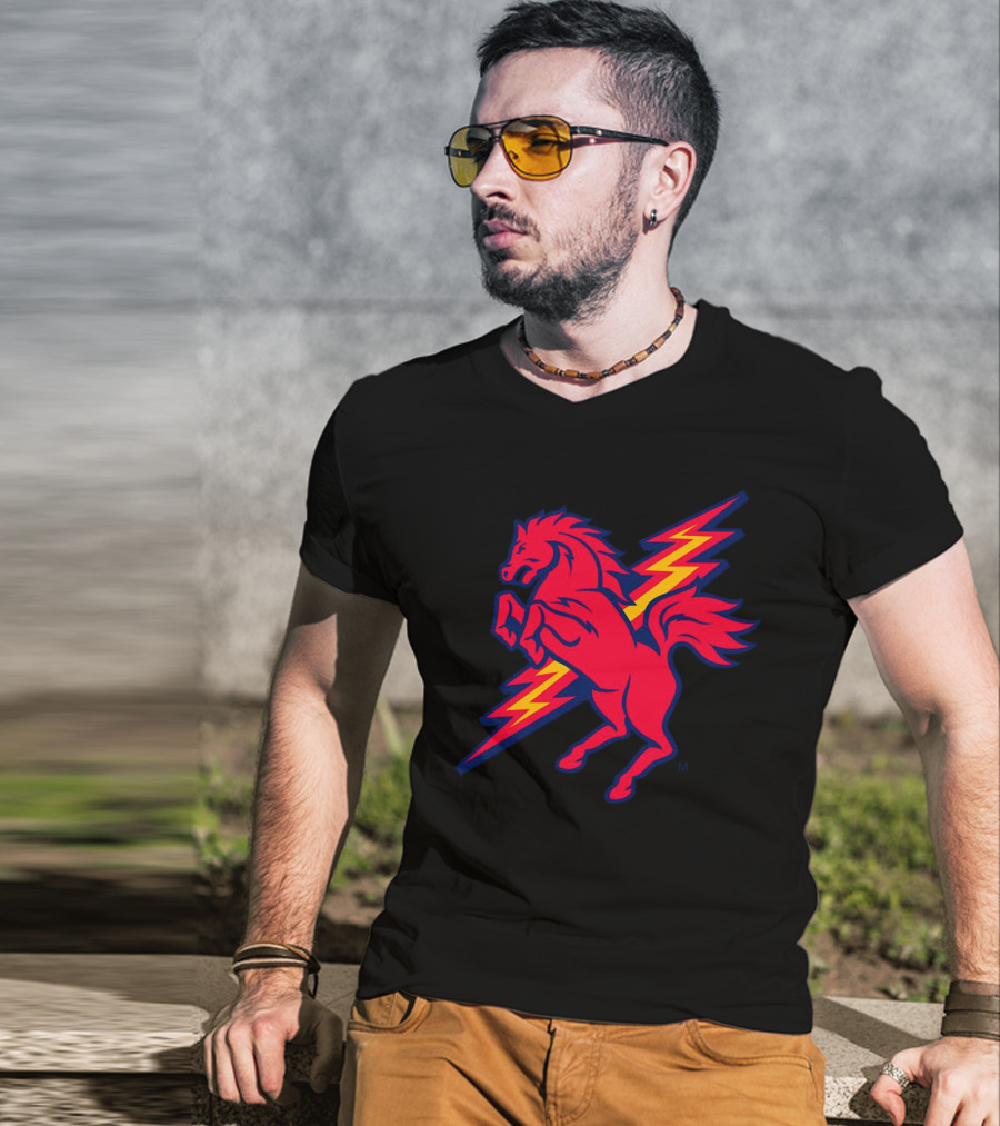 St. John's Red Storm Thunder Horse Lightning Bolt T-Shirt