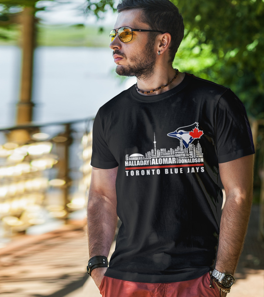 Toronto Blue Jays Skyline Names Halladay Alomar Carter Donaldson Toronto City T-Shirt