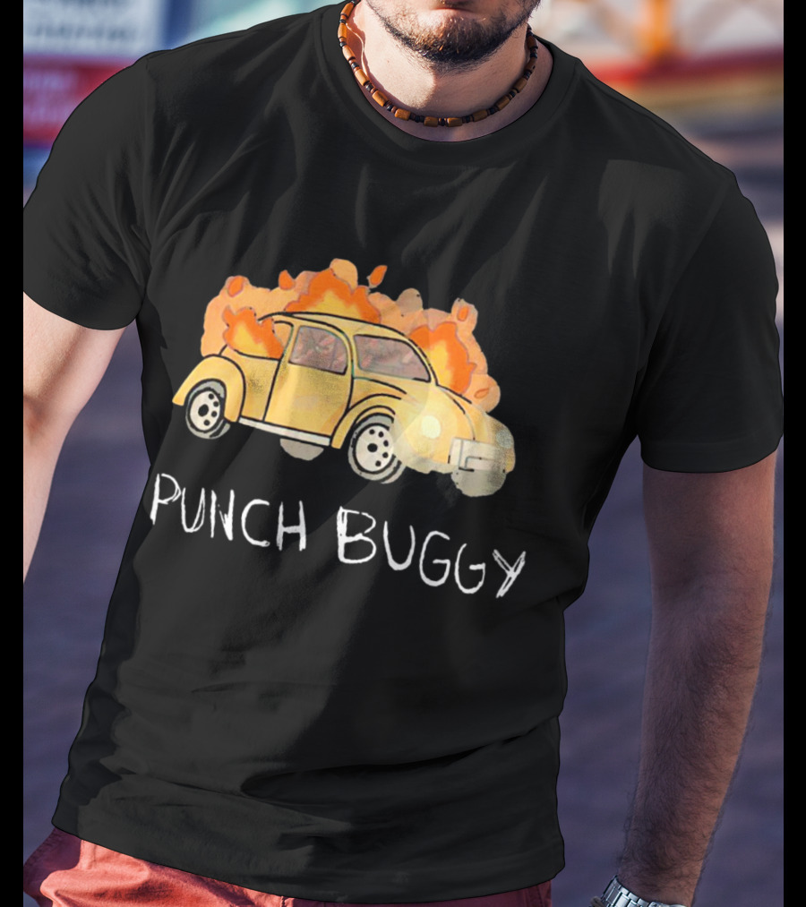Punch Buggy Car On Fire Iconic Flames Image T-Shirt