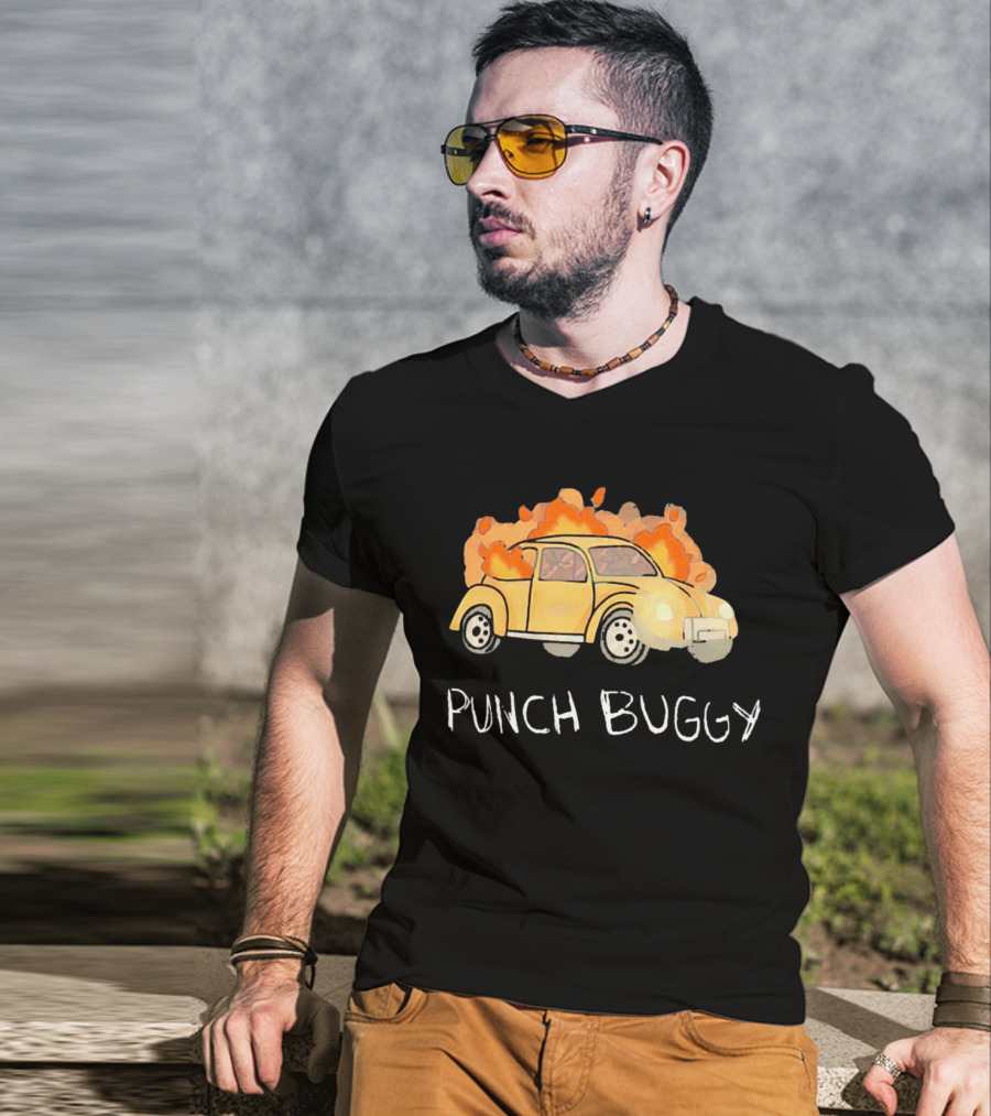 Punch Buggy Car On Fire Iconic Flames Image T-Shirt
