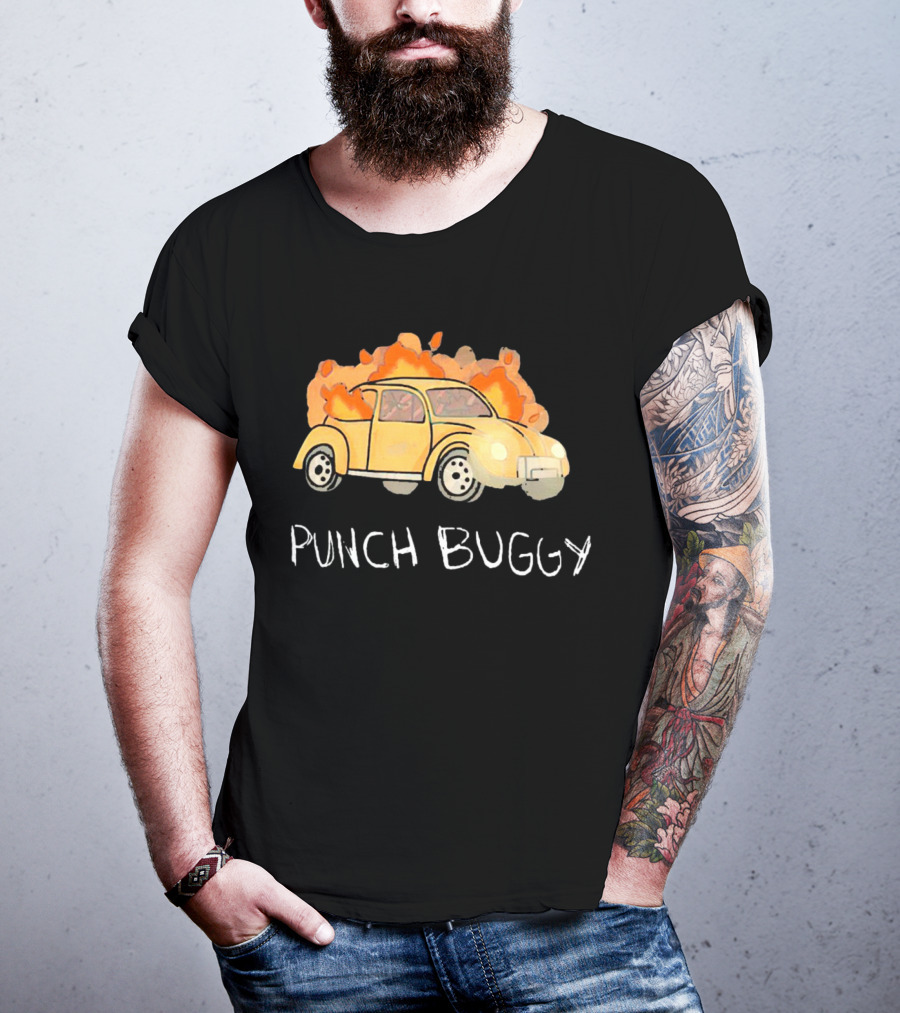Punch Buggy Car On Fire Iconic Flames Image T-Shirt