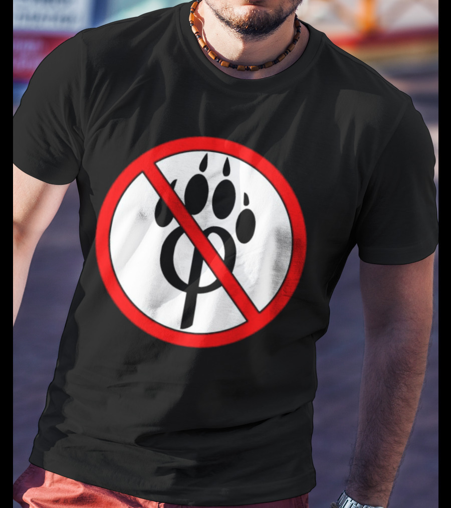 Anti Furry Paw Symbol With Red Prohibition Circle T-Shirt