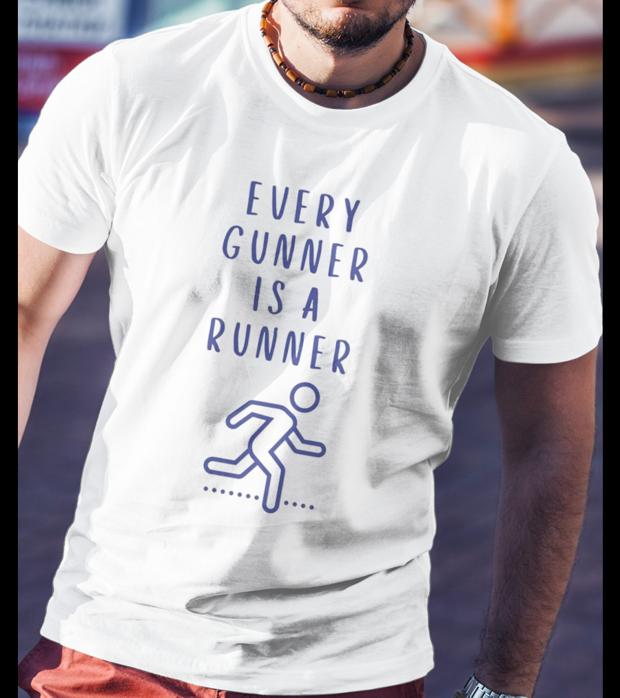 Every Gunner Is A Runner Blue Running Stick Figure T-Shirt