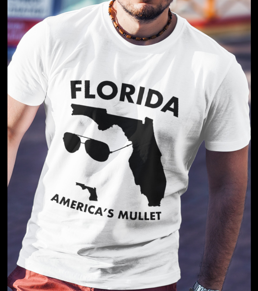 Florida America's Mullet Sunglasses State Outline T-Shirt
