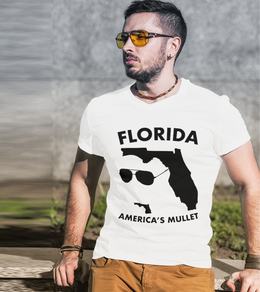 Florida America's Mullet Sunglasses State Outline T-Shirt