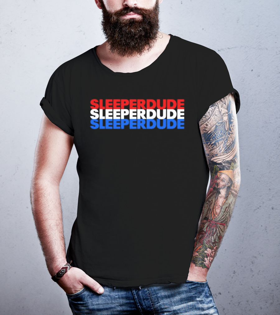 SLEEPERDUDE Red White Blue Stacked Text T-Shirt