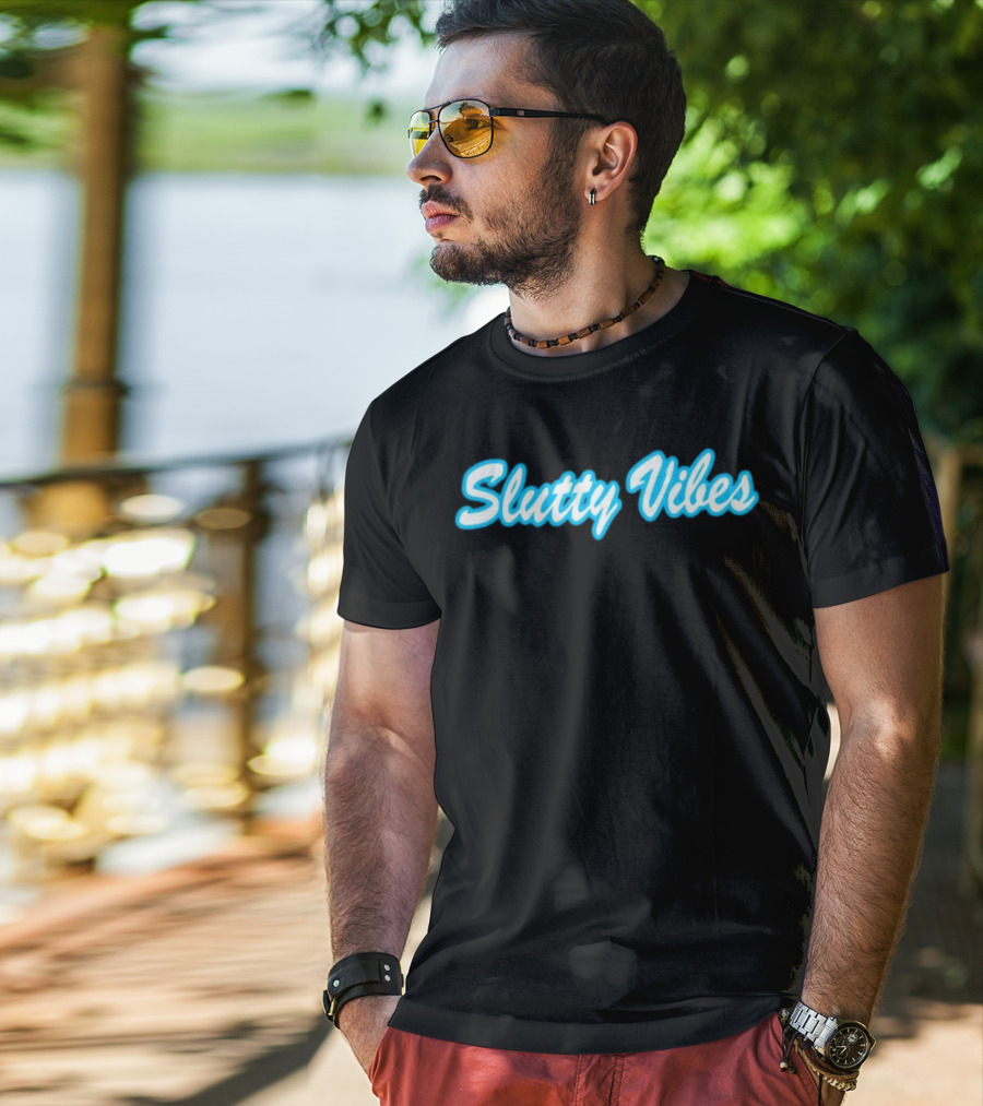 Slutty Vibes Neon Text T-Shirt