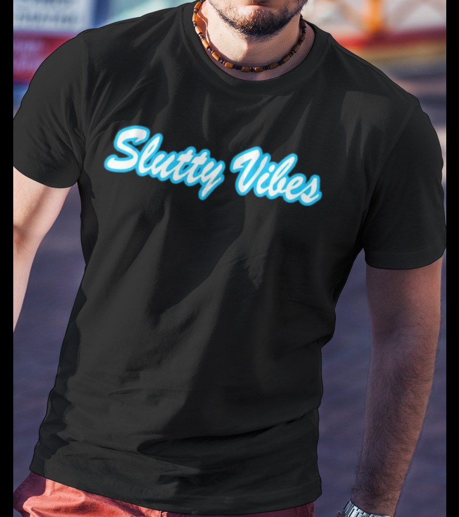 Slutty Vibes Neon Text T-Shirt