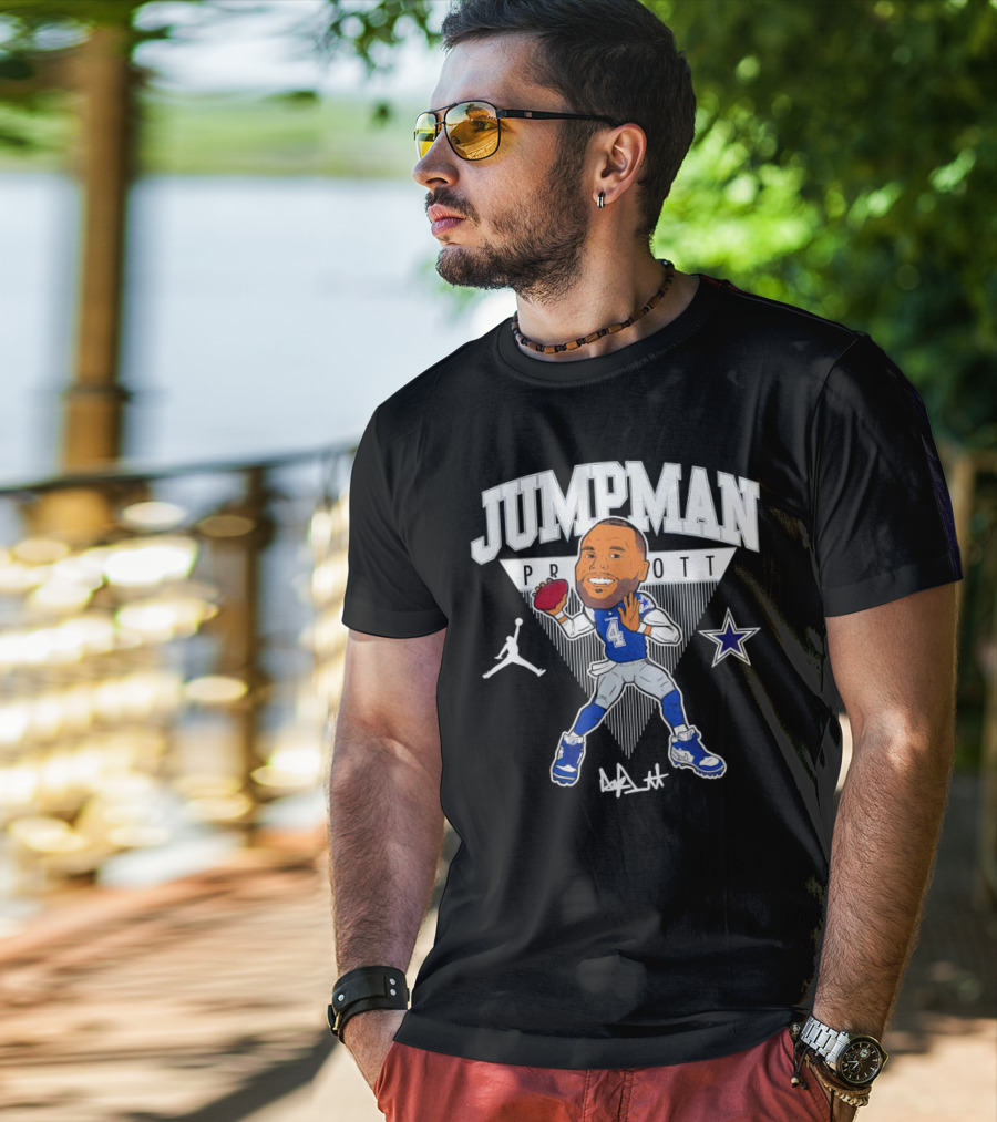 Jumpman Prescott Dak Prescott Dallas Cowboys 4 Signature Football Star T-Shirt