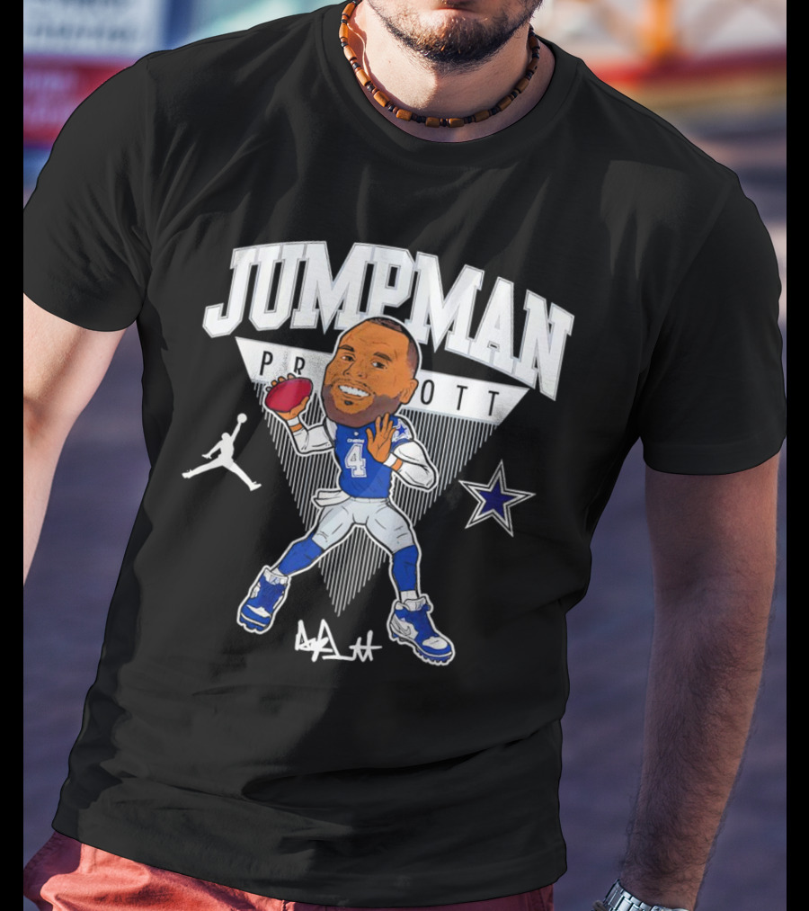 Jumpman Prescott Dak Prescott Dallas Cowboys 4 Signature Football Star T-Shirt