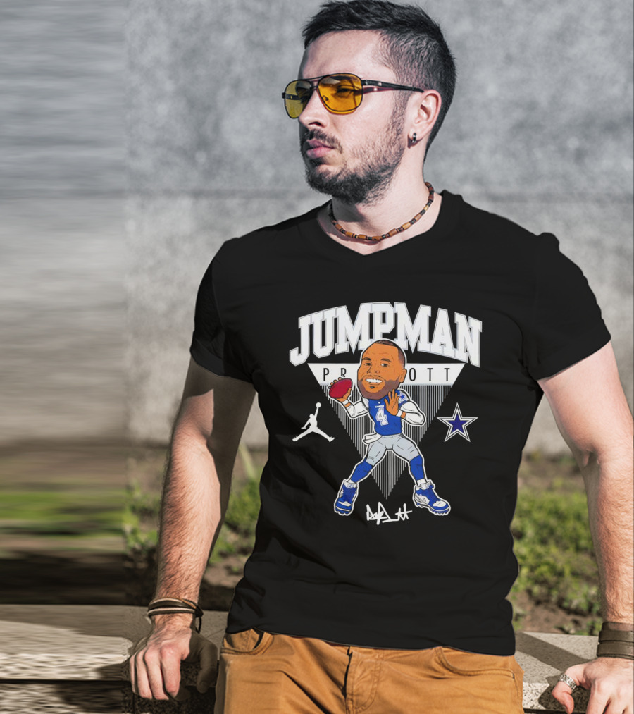 Jumpman Prescott Dak Prescott Dallas Cowboys 4 Signature Football Star T-Shirt