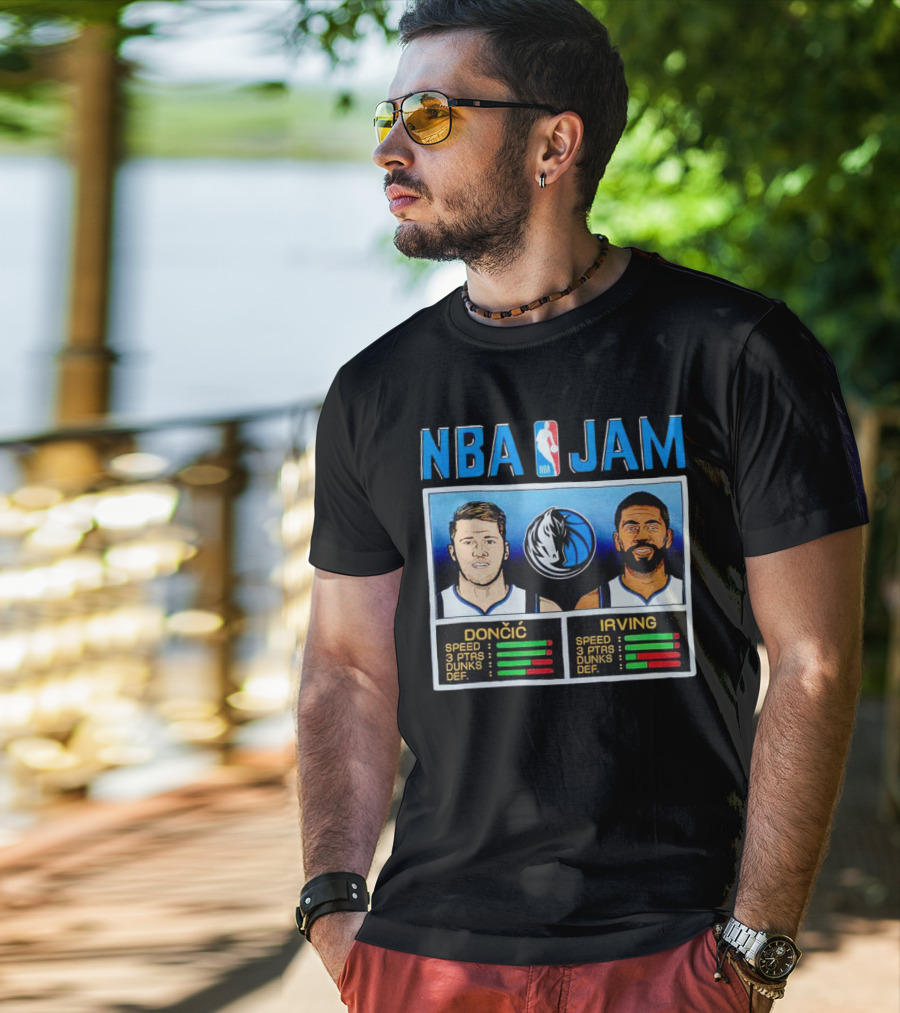 NBA Jam Mavericks Luka Dončić Kyrie Irving Stats T-Shirt