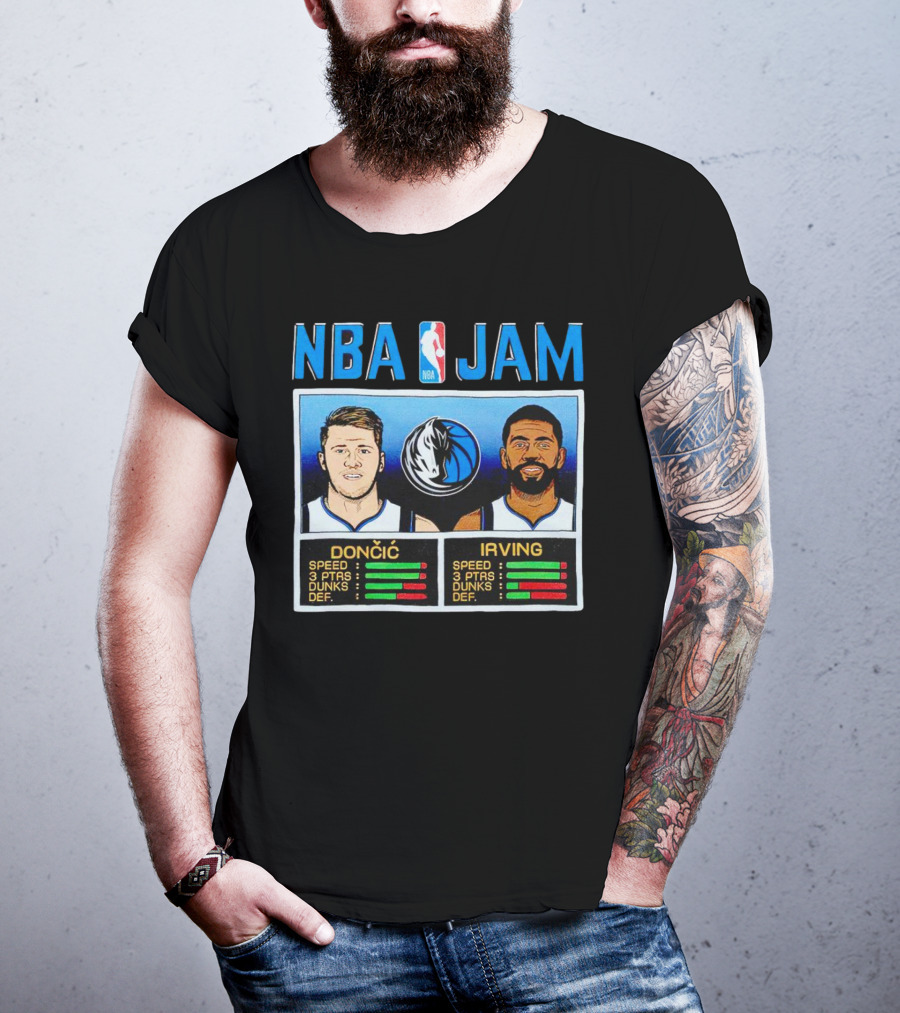 NBA Jam Mavericks Luka Dončić Kyrie Irving Stats T-Shirt