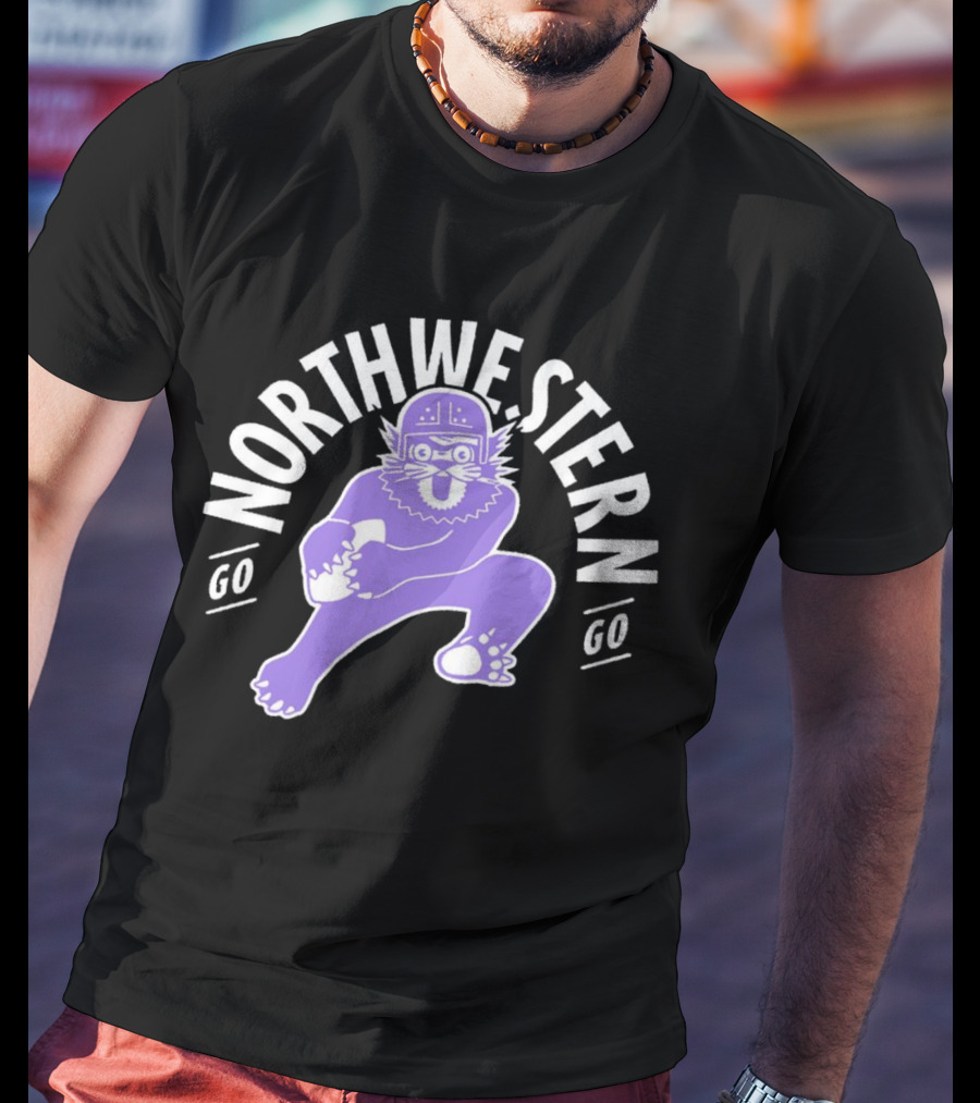 Northwestern Wildcats Football Mascot Go Northwestern Go T-Shirt