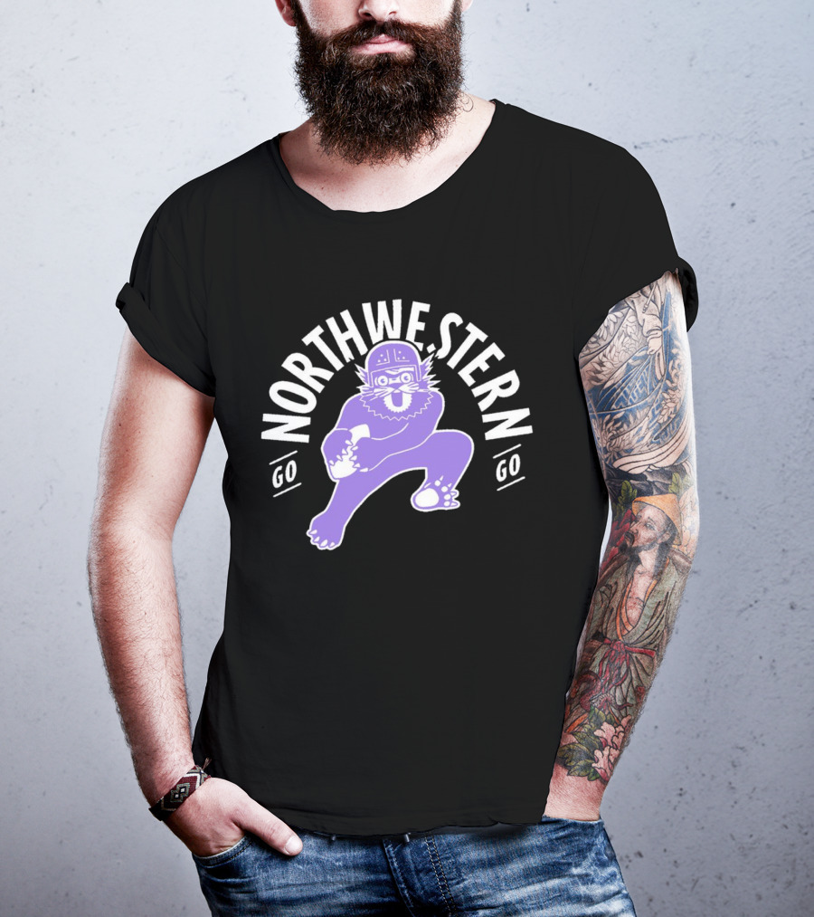 Northwestern Wildcats Football Mascot Go Northwestern Go T-Shirt