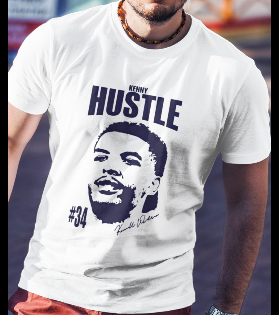 Kenny Hustle Kenrich Williams #34 Signed Face T-Shirt