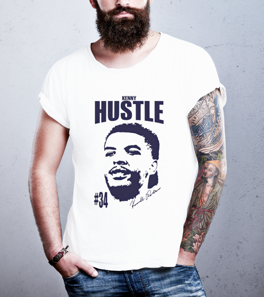 Kenny Hustle Kenrich Williams #34 Signed Face T-Shirt