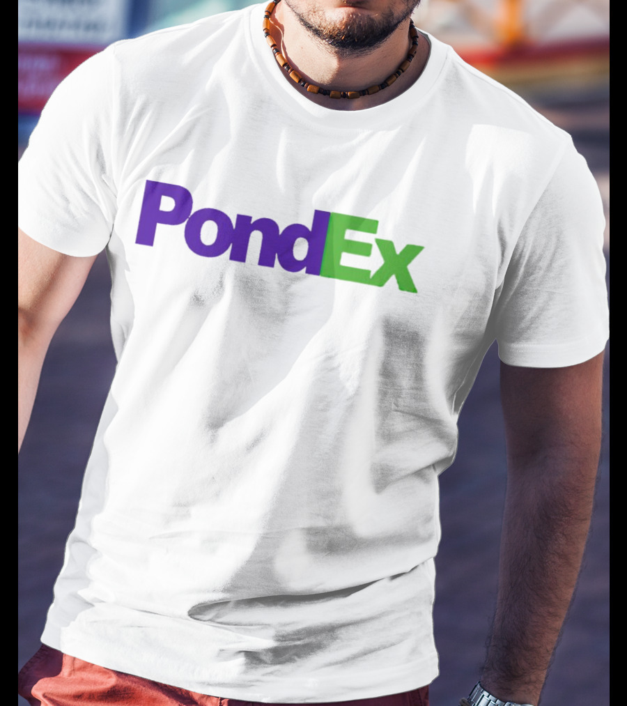 PondEx Bold Purple Green Text T-Shirt