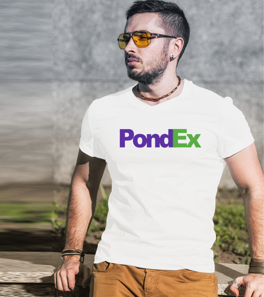 PondEx Bold Purple Green Text T-Shirt