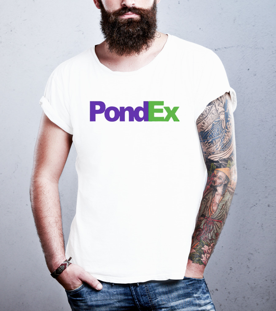 PondEx Bold Purple Green Text T-Shirt