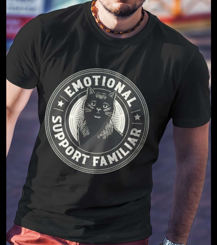 Emotional Support Familiar Black Cat T-Shirt